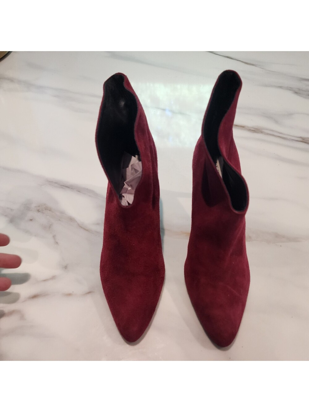 L.K. Bennett Burgundy Suede Stiletto Ankle Boots Women’s EU 41 - Picture 5 of 8